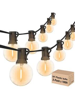 200FT Outdoor String Lights G40 Globe Patio Lights Waterproof Outdoor Bistro